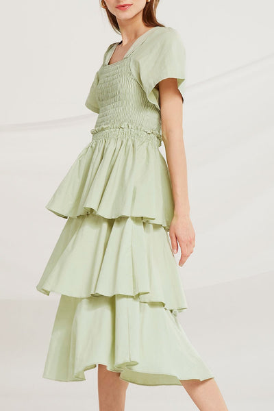 Erika Tiered Ruffle Smock Dress