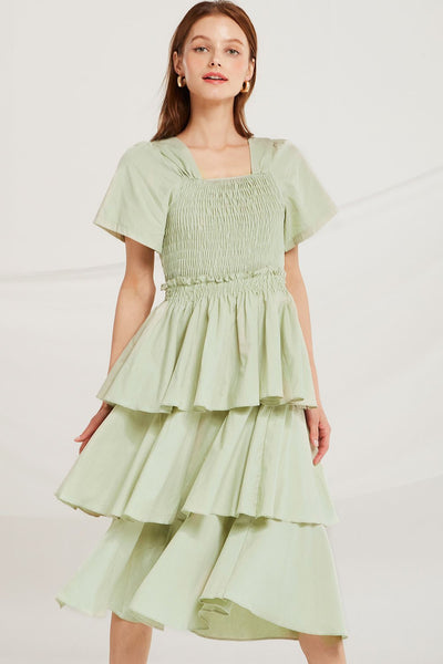 Erika Tiered Ruffle Smock Dress