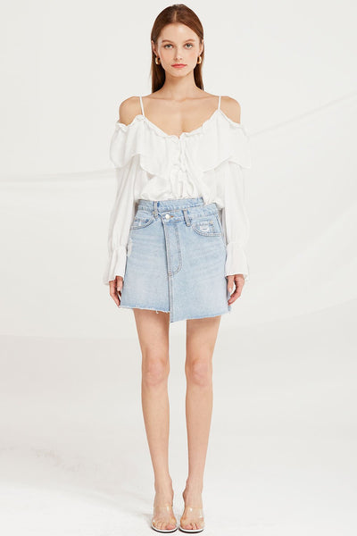 Claudia Ruffle Cold Shoulder Blouse