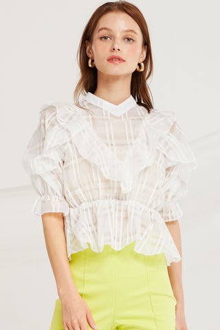 Nalani Plaid Organza Blouse by STORETS