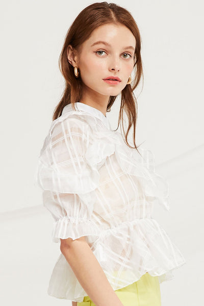 Nalani Plaid Organza Blouse