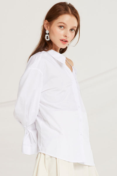 Lailah Asymmetric Cold Shoulder Shirt