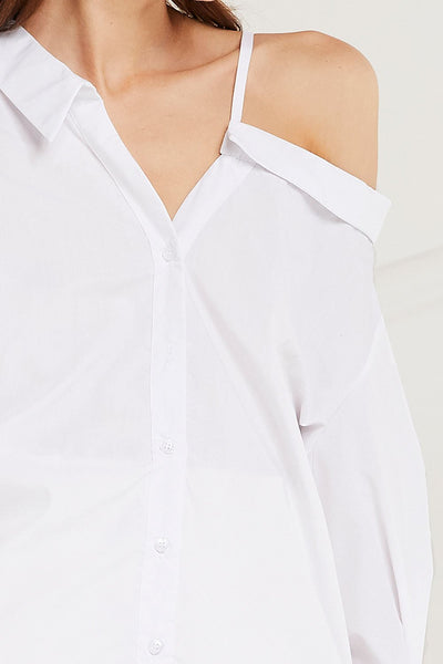 Lailah Asymmetric Cold Shoulder Shirt