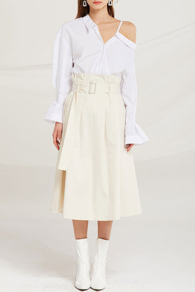 Analia Belted Paperbag Waist Skirt