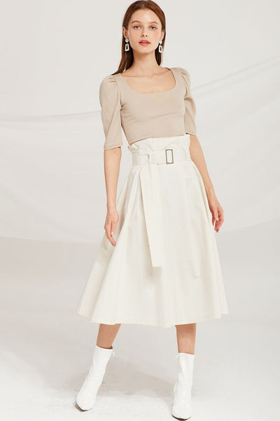 Analia Belted Paperbag Waist Skirt