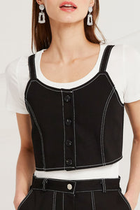 Morgan Contrast Stitch Bustier Top by STORETS