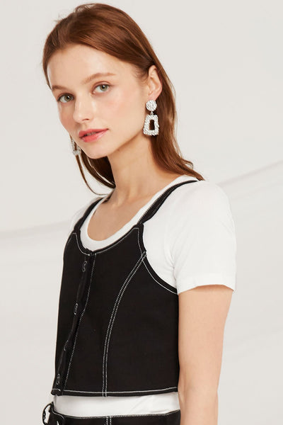 Morgan Contrast Stitch Bustier Top