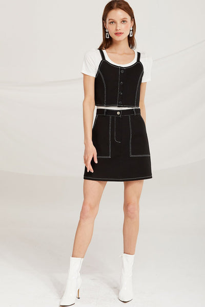 Morgan Contrast Stitch Bustier Top