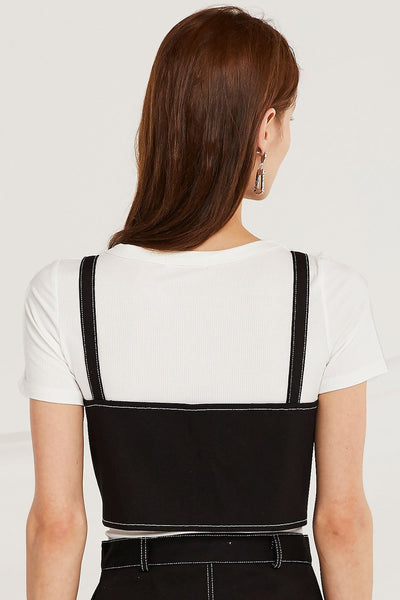 Morgan Contrast Stitch Bustier Top