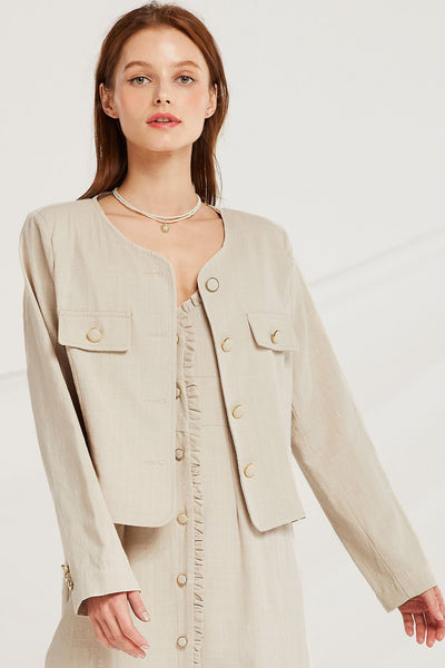 Ariadne Linen Round Neck Jacket