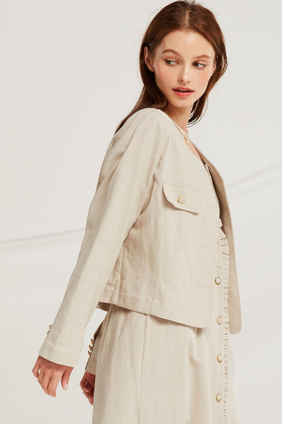 Ariadne Linen Round Neck Jacket