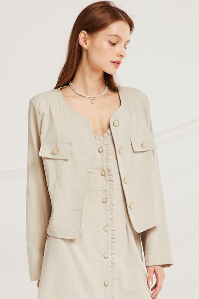 Ariadne Linen Round Neck Jacket