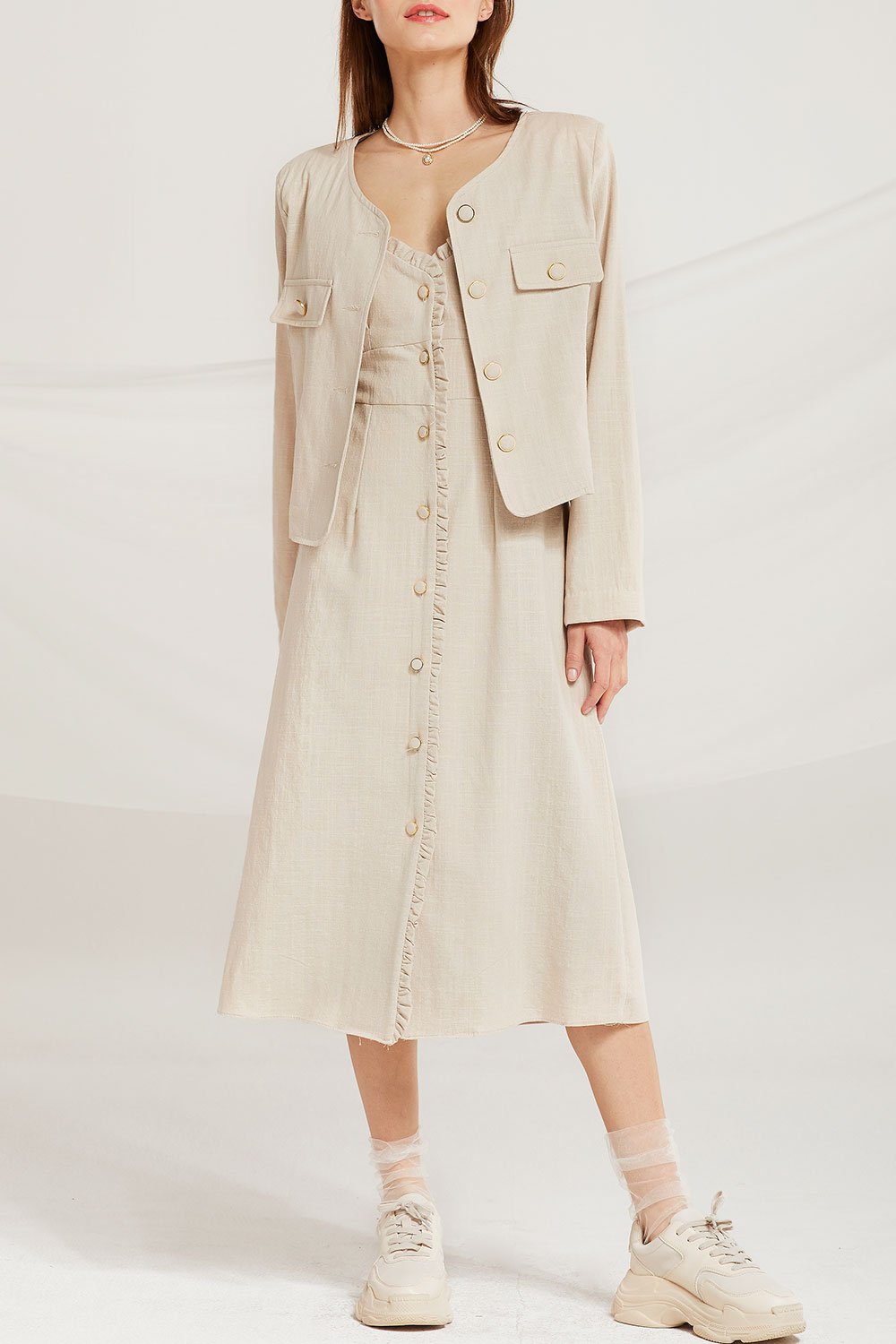 Ariadne Linen Round Neck Jacket by STORETS