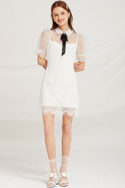 Daisy Lace Dress w/ Organza Top