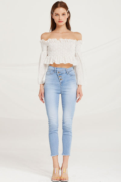 Corinne Smock Bardot Crop Top