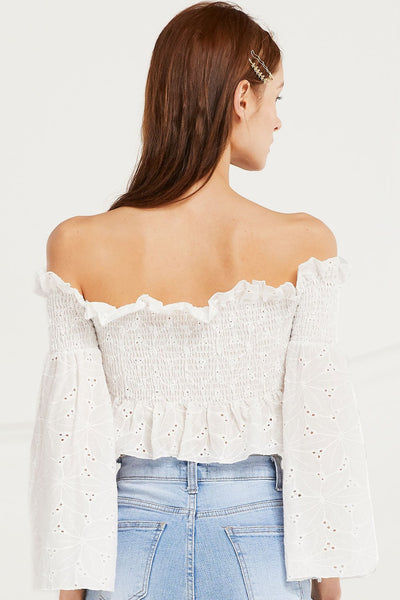 Corinne Smock Bardot Crop Top