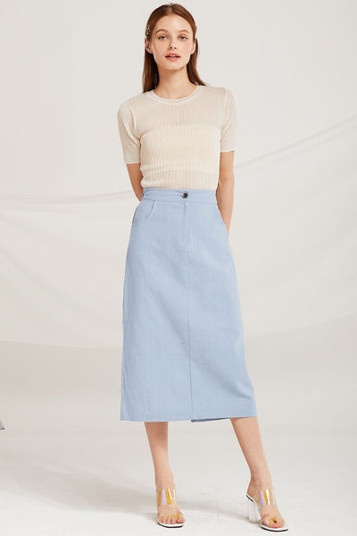 Hailee Linen Slit Midi Skirt