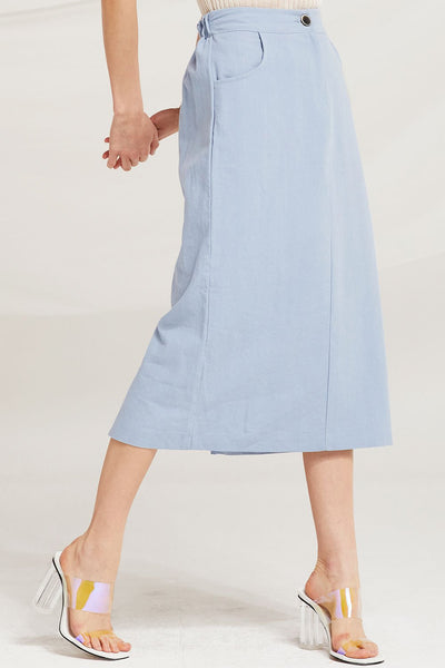 Hailee Linen Slit Midi Skirt