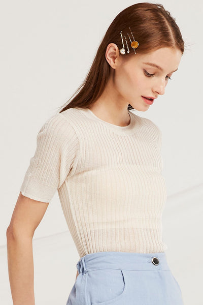 Aya Sheer Rib Knit Top