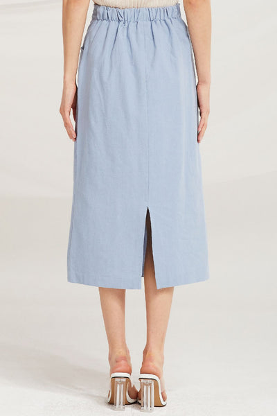 Hailee Linen Slit Midi Skirt