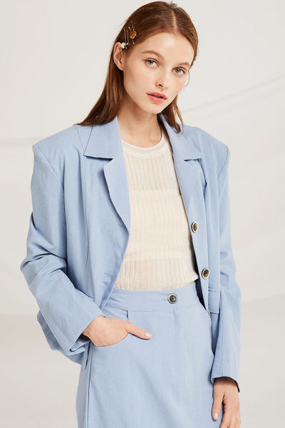 Hailee Linen Crop Jacket by STORETS