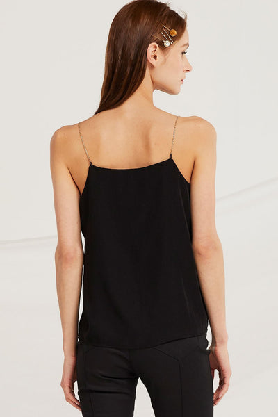 Dalary Satin Cami Top w/ Necklace Chain