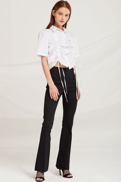 Perla Ruched Blouse w/Drawstring Detail