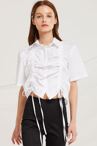 Perla Ruched Blouse w/Drawstring Detail by STORETS