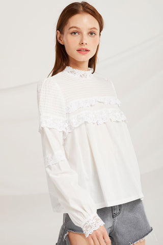 Sky Pintuck Yoke Blouse by STORETS