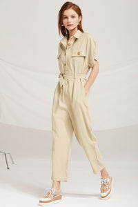 Amelia Belted Linen Jumpsuit