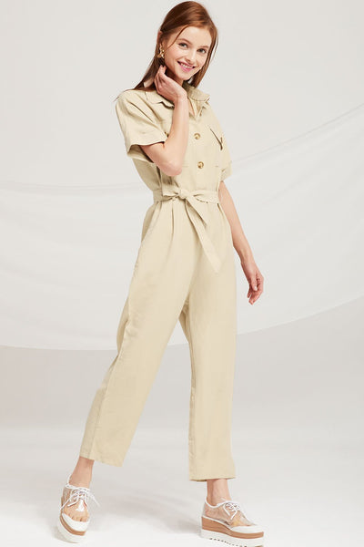 Amelia Belted Linen Jumpsuit