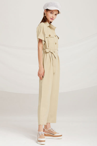 Amelia Belted Linen Jumpsuit