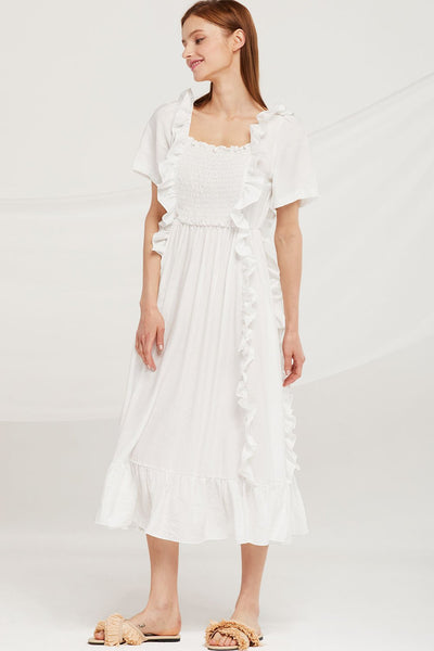 Eliza Ruffle Trim Smocked Dress