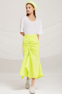 Everly Ruched Side Midi Skirt by STORETS