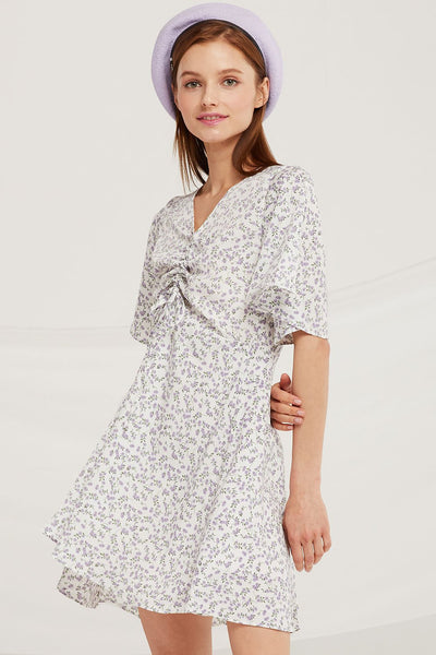 Layla Ruched Drawstring Floral Dress