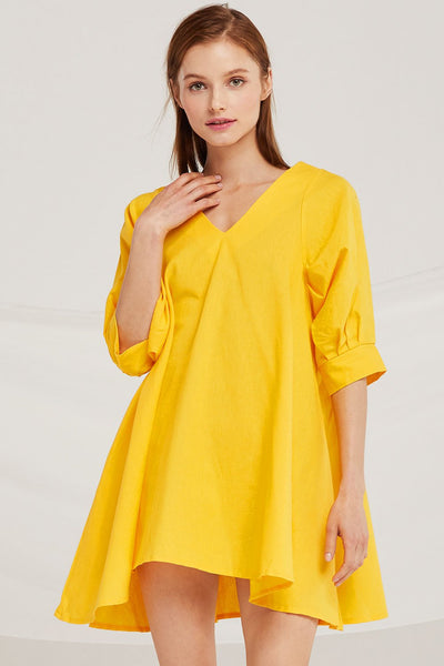 Isabella V-Neck Puff Sleeve Dress