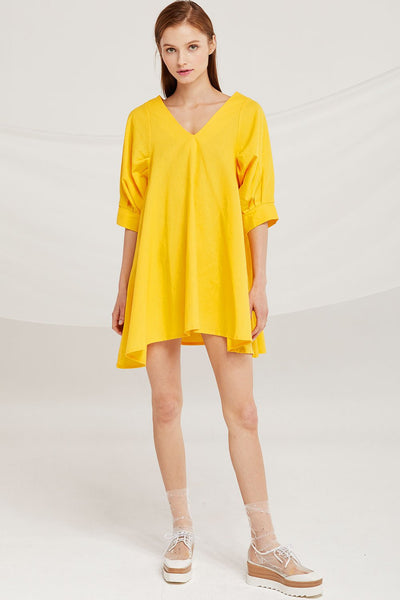 Isabella V-Neck Puff Sleeve Dress by STORETS