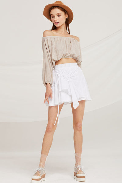 Hailey Textured Off Shoulder Crop Top