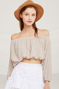 Hailey Textured Off Shoulder Crop Top by STORETS