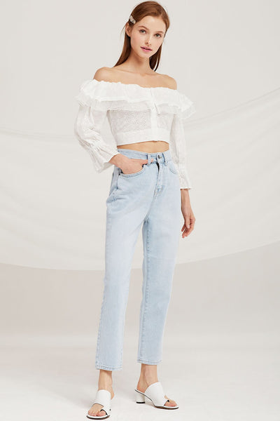 Samantha Eyelet Lace Crop Blouse