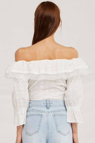 Samantha Eyelet Lace Crop Blouse