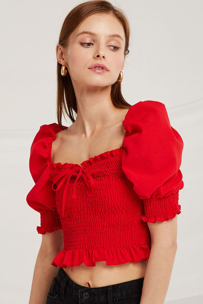 Ariana Off Shoulder Smocked Crop Top