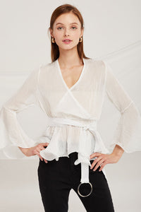 Aurora Swirly Chiffon Peplum Blouse by STORETS