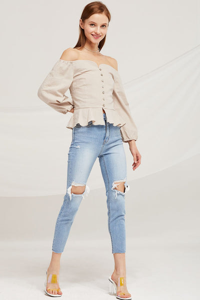 Caroline Off Shoulder Peplum Top