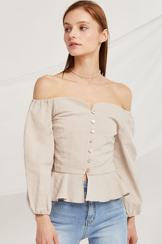 Caroline Off Shoulder Peplum Top by STORETS