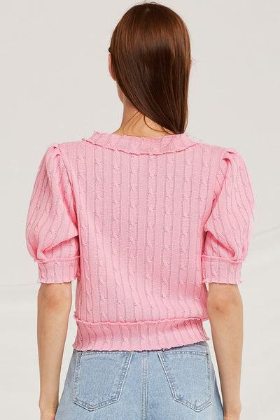 Mackenzie Puff Sleeve Crop Cardigan