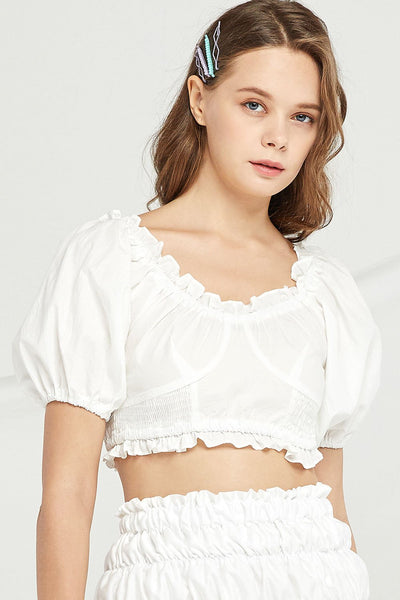 Charlie Frilled Smocked Crop Top by STORETS