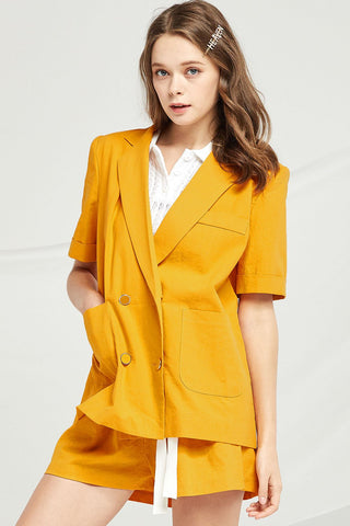 Mckenna Double Breasted Linen Jacket by STORETS