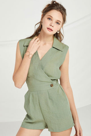 Adalynn Sleeveless Wrap Romper by STORETS