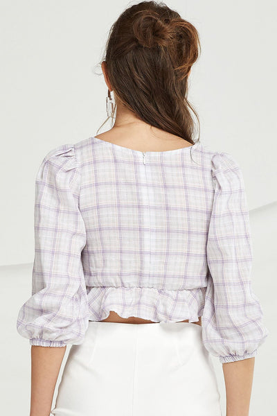 Destiny Plaid Crop Blouse